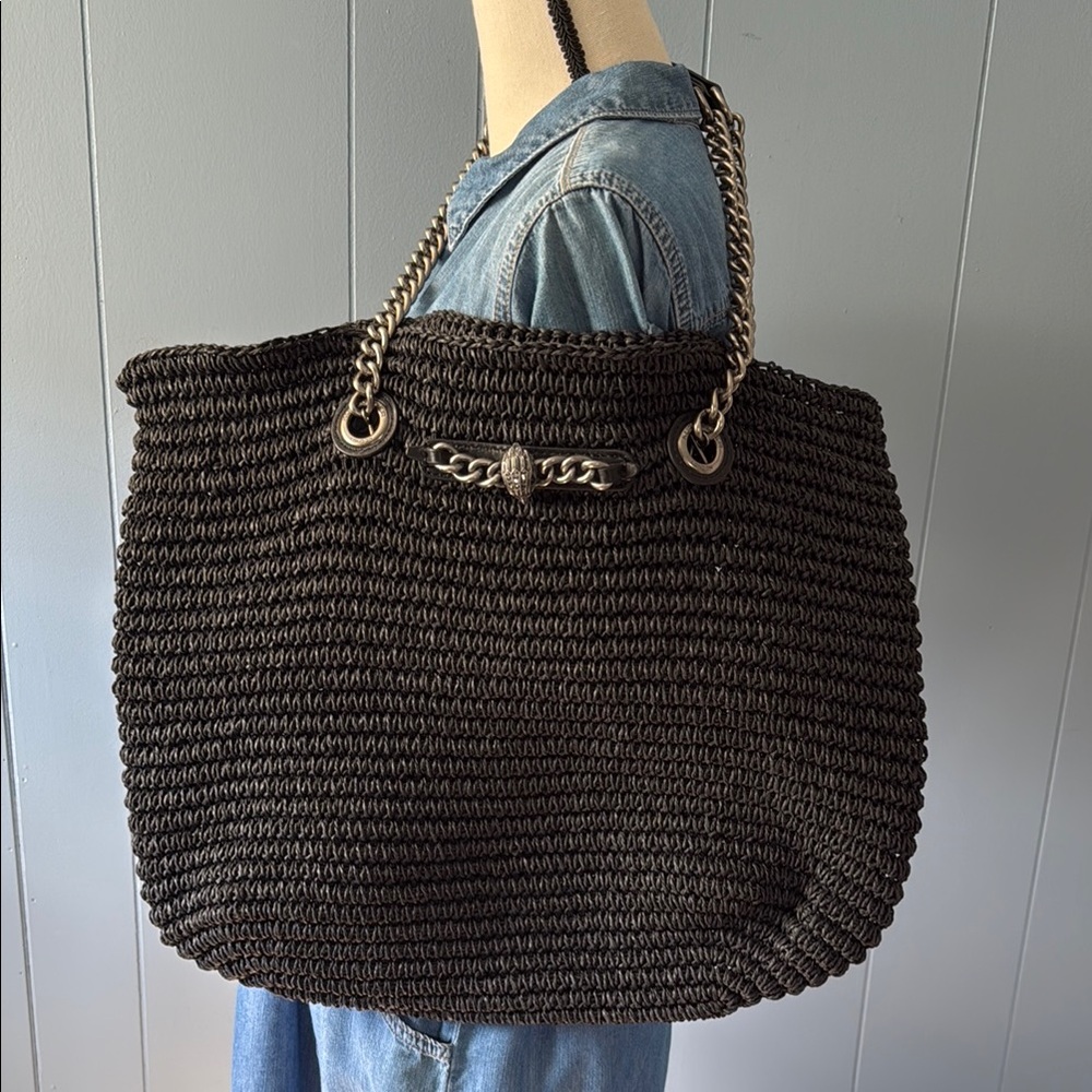 Kurt Geiger Black Raffia Tote Bag